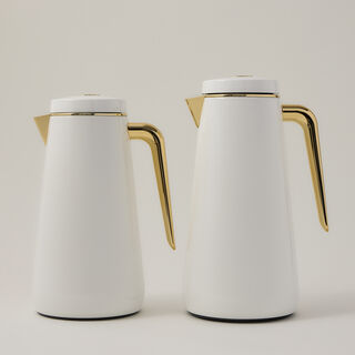 Dallaty set of 2 steel vacuum flask white/gold 1.0L and 1..3L