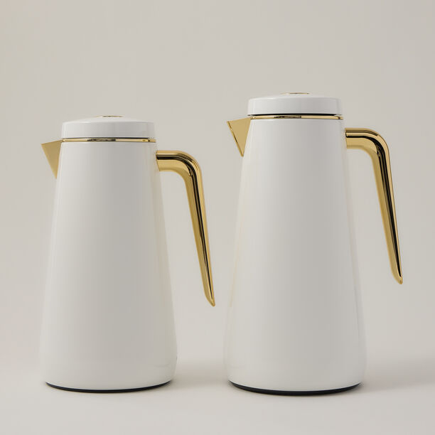 Dallaty set of 2 steel vacuum flask white/gold 1.0L and 1..3L image number 0