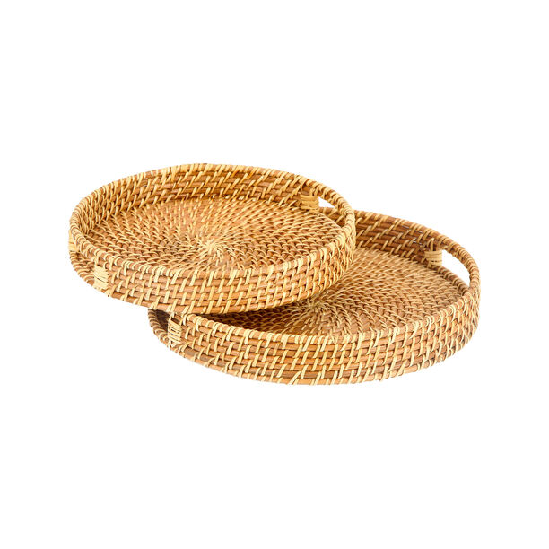 2Pcs Rattan Tray White Coastal image number 3