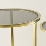 Homez 2pcs gold metal side table set with smoke glass top image number 2