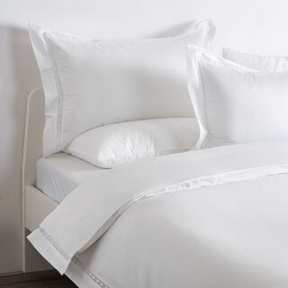 بوتيك بلانش طقم لحاف قطني مزين بالدانتيل مقاس 200*200 سم أبيض