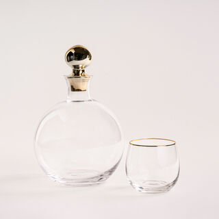 5 Pcs Round Decanter Set Gold Lid