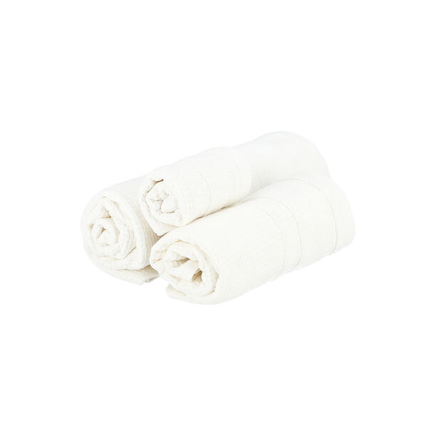Ambra waffle jacquard/cotton face towel, whtie, 30*50 cm image number 3