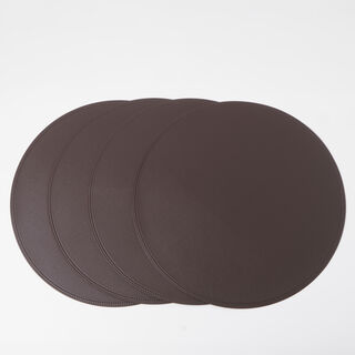 La Mesa 4pcs imitation leather round placemat, brown 38*38cm
