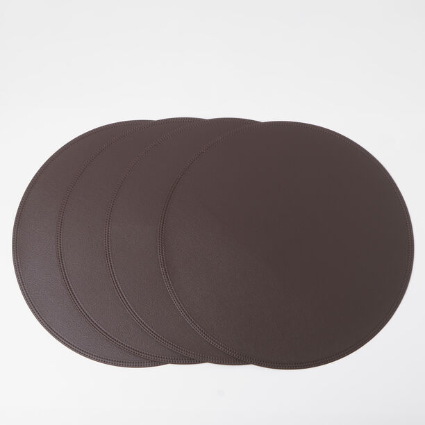 La Mesa 4pcs imitation leather round placemat, brown 38*38cm image number 3