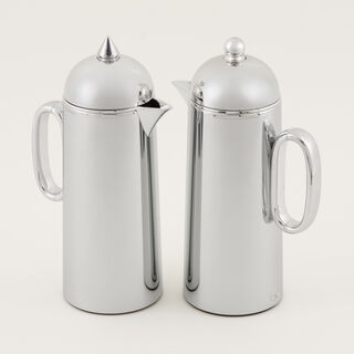 دلتي طقم دلة قطعتين ستانلس ستيل فضي لامع بسعة 1 لتر لكل قطعة