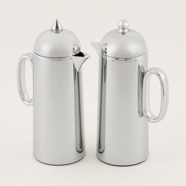 دلتي طقم دلة قطعتين ستانلس ستيل فضي لامع بسعة 1 لتر لكل قطعة image number 0