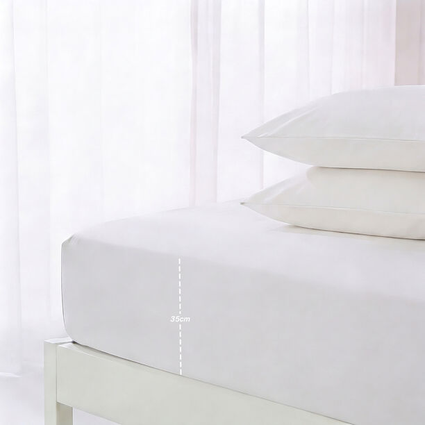 Boutique Blanche Fitted Sheet 100% Tencel 300Tc Super King, White 200*200 Cm image number 2