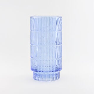 "Homez navy ribbed glass vase 14*14*27.6 cm