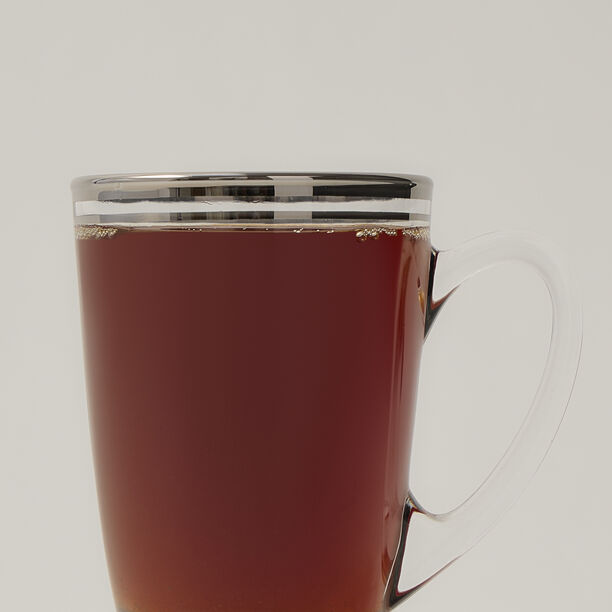 طقم أكواب شاي 6 قطع بخط مزدوج لون فضي image number 1