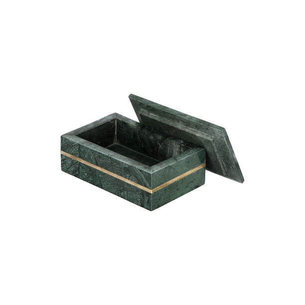 Green Marble Rectangle Box With Brass Inlay image number 1