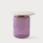 Homez glass side table with marble top 51*47cm, lilac image number 0