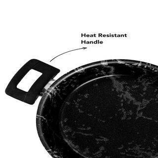 Grandi 11 piece marble cookware set with a stainless steel lid black