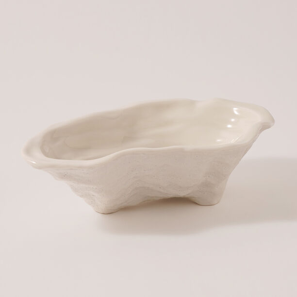 Homez Ceramic Decor Plate Flower Design, White 23.9*16.2*6.5Cm image number 2