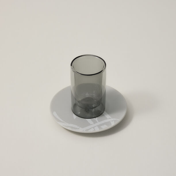 Dallaty grey porcelain and glass Tea and coffee cups set 18 pcs image number 1