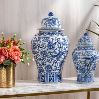 Deco Jar Blue And White 29 *29 *52 cm