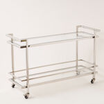Homez long trolley cart in silver stainless steel 125*46*79cm image number 0