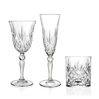 Rcr Set Melodia 18 RCR Melodia Italian Crystal Tumblers Goblet Flute Stem Glasses Set 18 Pieces