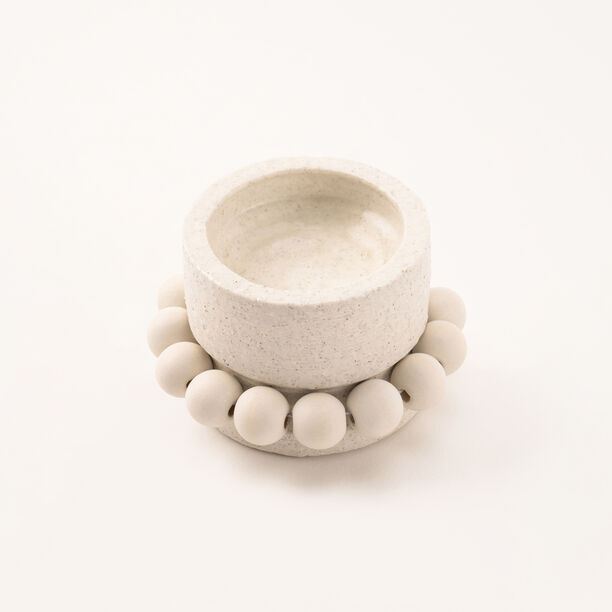 Selah collection off white ceramic candle holder 8*8*5 cm image number 2