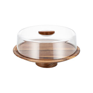 Billi wooden cake stand with acrylic lid 18.5*18.5*7 cm