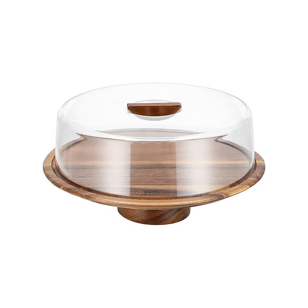 Billi wooden cake stand with acrylic lid 18.5*18.5*7 cm image number 1