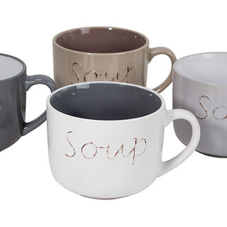 Soup Mugs Set 4Pcs Mix Colors