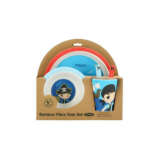 Alberto 5 pieces fiber bamboo kids dinner set pirate boy design