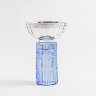 Homez glass ribbed oud burner 19*19*30cm, blue