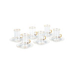 18 Piece Tea And Coffee Set Gratitude Glass With Gold Pattern image number 3
