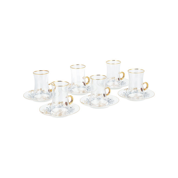 18 Piece Tea And Coffee Set Gratitude Glass With Gold Pattern image number 3