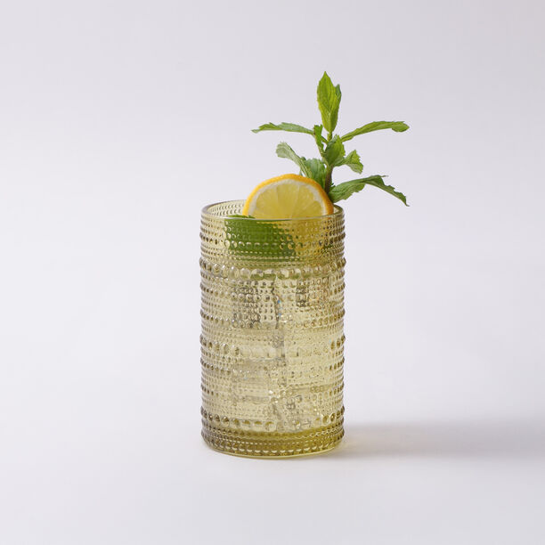 لا ميسا طقم كؤوس 4 قطع هاي بول زجاجية، أخضر 7.5*7.5*12.5سم image number 1