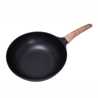 Alberto Non Stick Wok Pan With Glass Lid Black Color