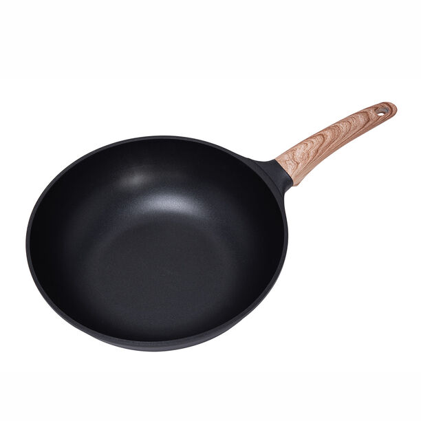 Alberto Non Stick Wok Pan With Glass Lid Black Color image number 1