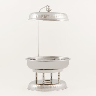 "لا ميسا طبق تقديم وتسخين ستانلس ستيل بيضاوي مع حامل 6 لتر، فضي