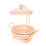La Mesa Porcelain Round Food Warmer With Candle Stand Lid Pink 12" image number 2