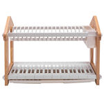Alberto 2 Layers Rubber Wood Withplastic Dish Rack White image number 2