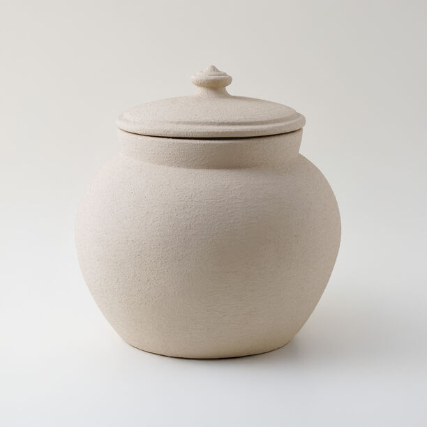 Homez Clay Stone Jar 30.5*30.5*30.5Cm, Offwhite image number 1