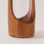 Homez glass candle holder with wood base 14*14*30cm, brown image number 1