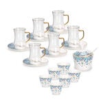 21 Pcs Porcelain Tea And Coffee Set Mosaic Blue image number 0