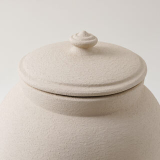 Homez Clay Stone Jar 30.5*30.5*30.5Cm, Offwhite