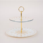 La Mesa gold porcelain and glass 2 tiered cake stand image number 1