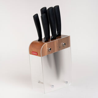 Alberto 5 Piece Knives Acacia Wood Knife Block With 5 Acrylic Knives Set