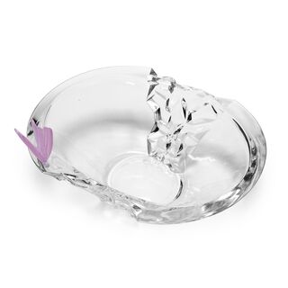 Decorative Centerpiece Glass With Crystal Pink Butterfly