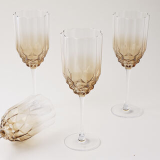 La Mesa 4Pcs Hand Made Glass Juice Glass, Honey 400Ml