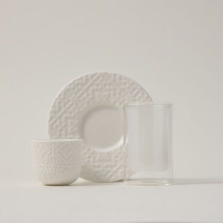 Dallaty white porcelain and glass Tea and coffee cups set 18 pcs