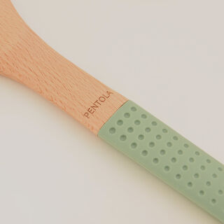 Pentola wood rounded spatula, silicone handle, green 30*6.8*1.5 cm