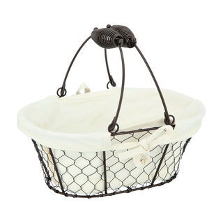 Alberto Metal Oval Bread Basket With Handle Coffee Color
