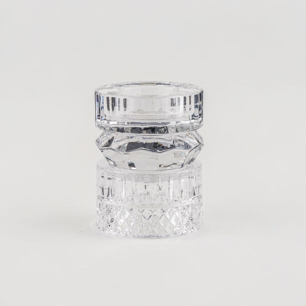 "Homez Clear Diamond Glass Candle Holder 13.3*13.3*15.4 cm image number 0