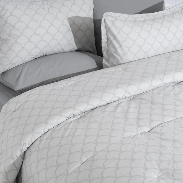 Cottage 6pcs cotton comforter set king, 240*220cm, geo grey pattern image number 1