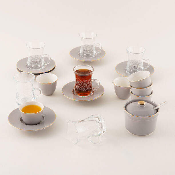 Tea And Arabic Coffee Set 20 Pieces Grey image number 8